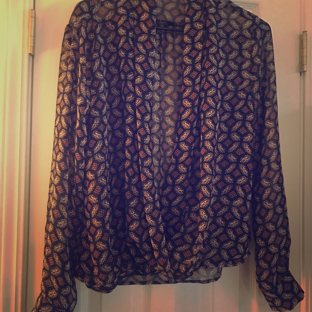 Sheer Sophie Rue draped blouse